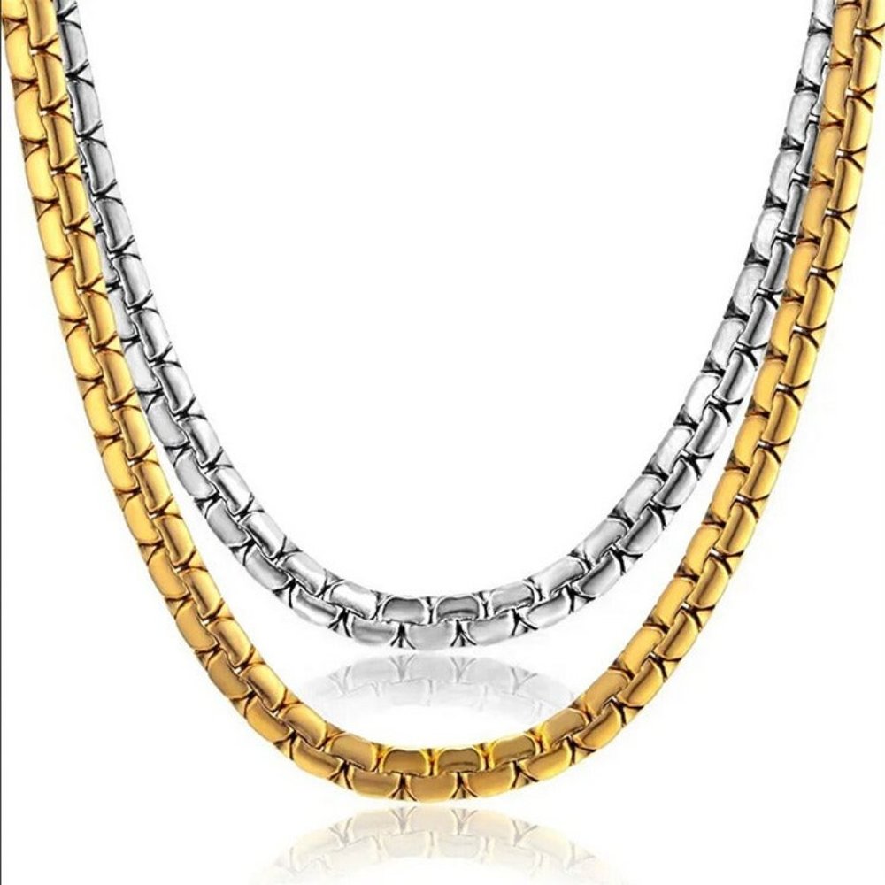 28" Mens 14K White Gold Chain Link Necklace Streetwear 14 Karat K Guys Jewelry - Picture 9 of 9
